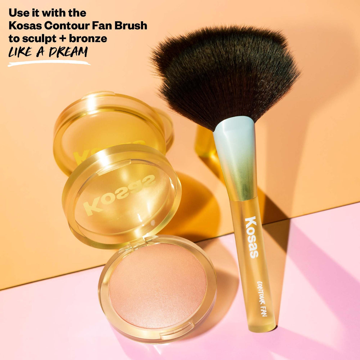 Kosas bronzer in use on model giving natural sculpting benefit