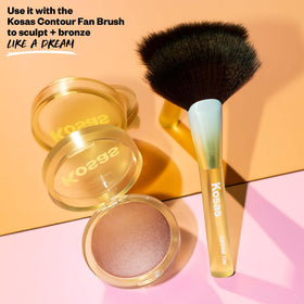 Kosas bronzer in outdoor setting showing natural sun-kissed glow benefit