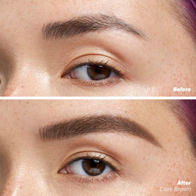 Kosas Brow Pop micro-triangle tip close-up creating precise hairlike strokes