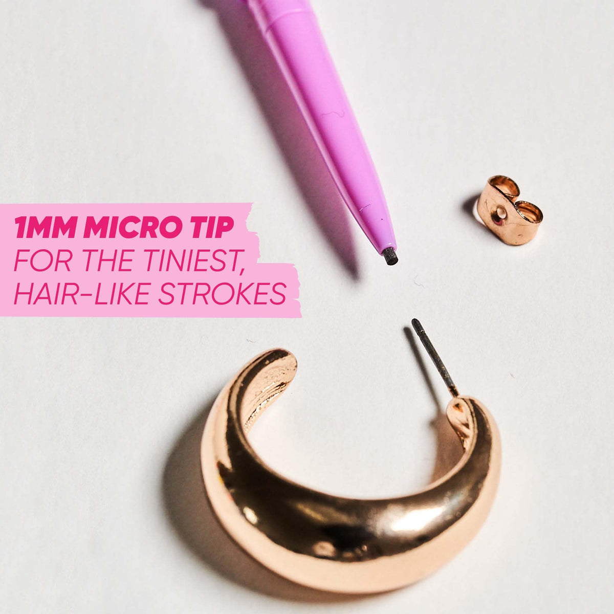 Kosas Brow Pop Nano texture stroke on skin illustrates smooth, buildable color