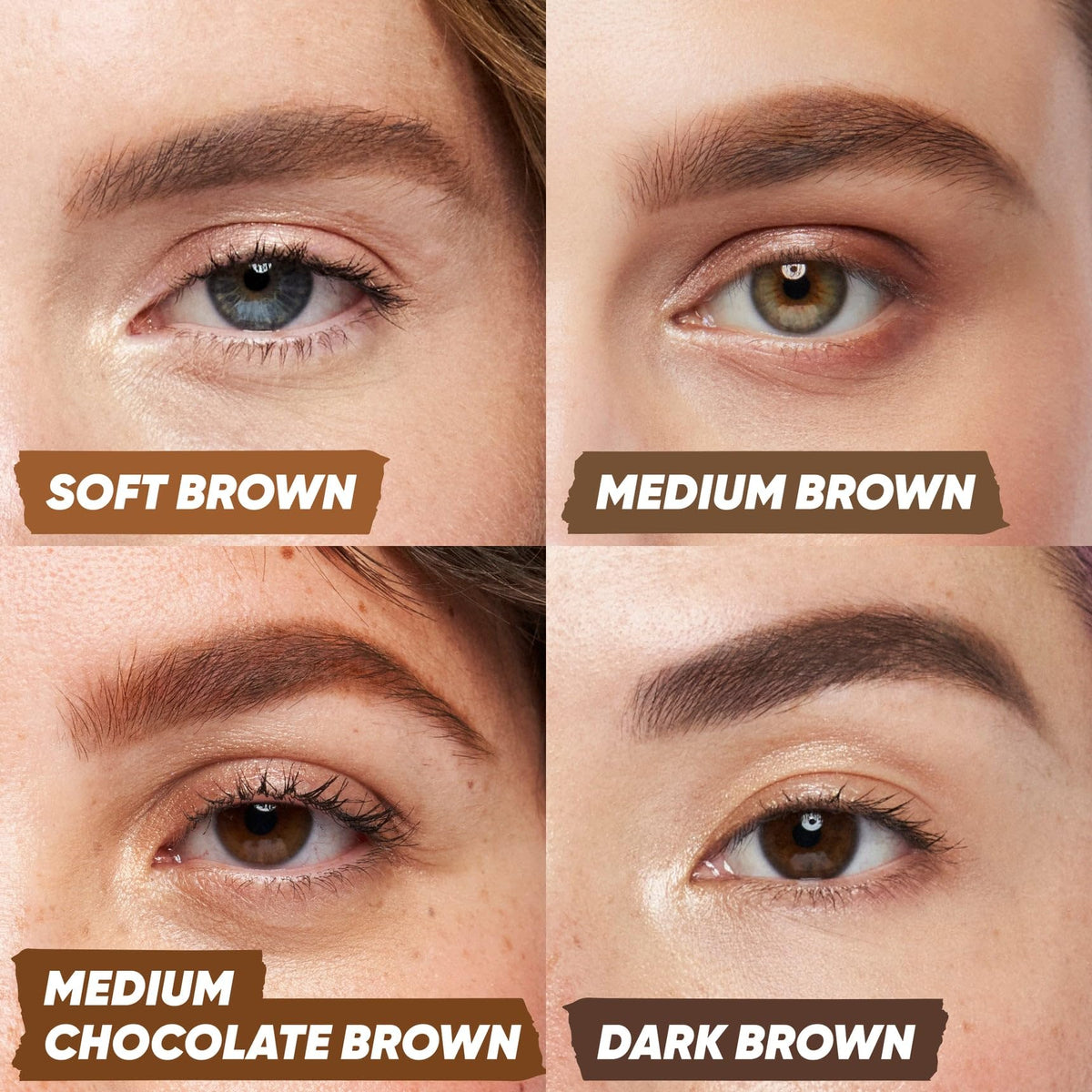 Kosas brow pop swatch medium chocolate shows buildable color for tailored depth