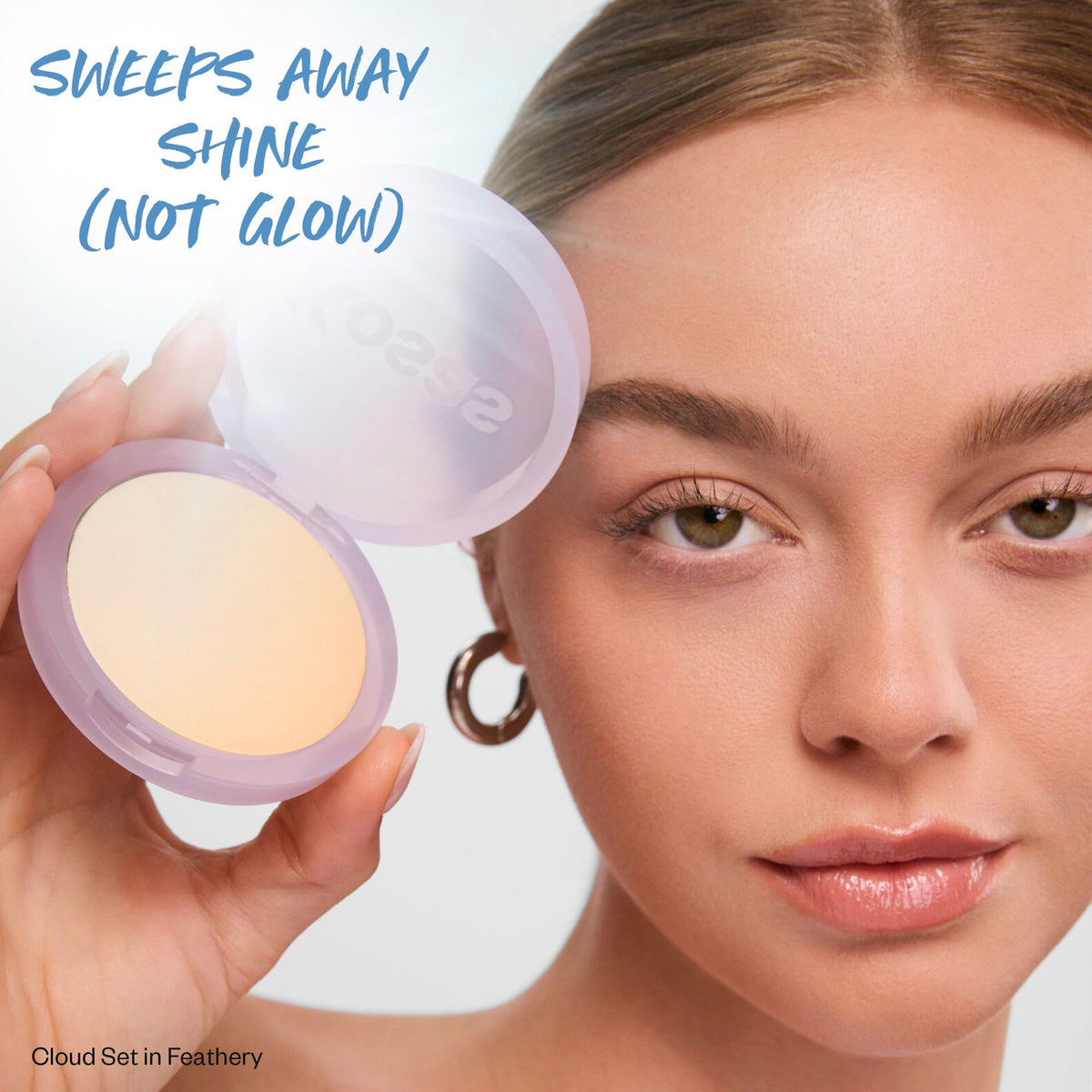 Close-up of Kosas baked finish highlighting ultra-fine particles that blur pores and texture