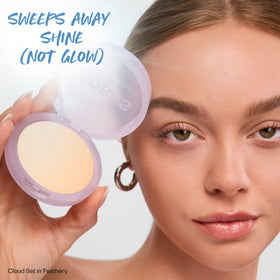 Close-up of Kosas baked finish highlighting ultra-fine particles that blur pores and texture