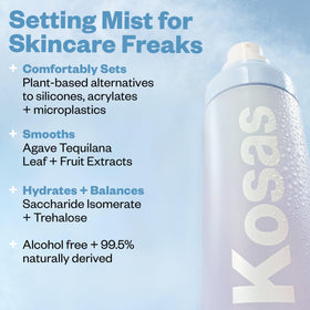 Kosas Cloud Set texture close-up of ultra-fine mist droplets, showing hydration benefits
