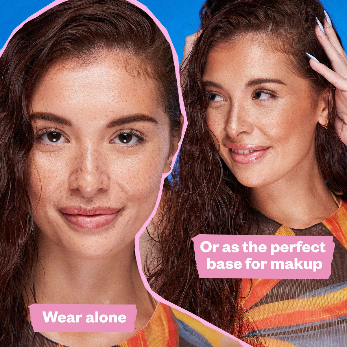 Kosas DreamBeam swirled on skin demonstrating sheer, non-greasy finish