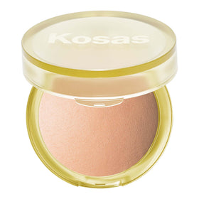 Kosas front pan showing baked bronzer and compact for instant warmth
