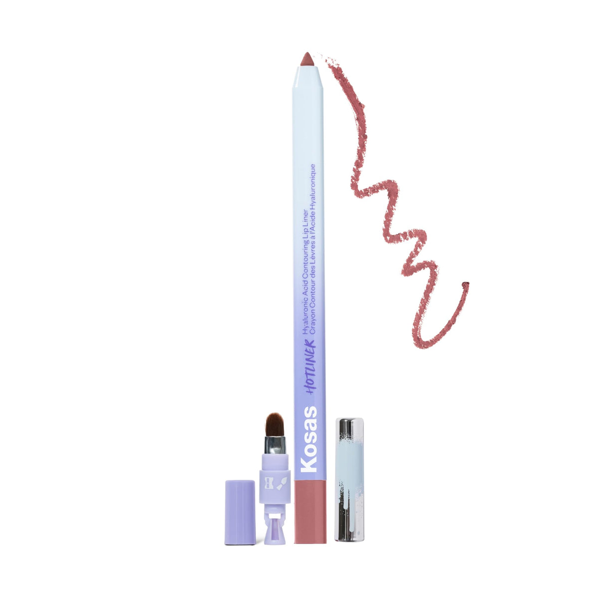 Kosas Hotliner front packaging showing sleek retractable pencil, travel-ready