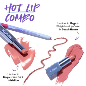 Kosas Hotliner lip application lifestyle showing defined hydrated lips