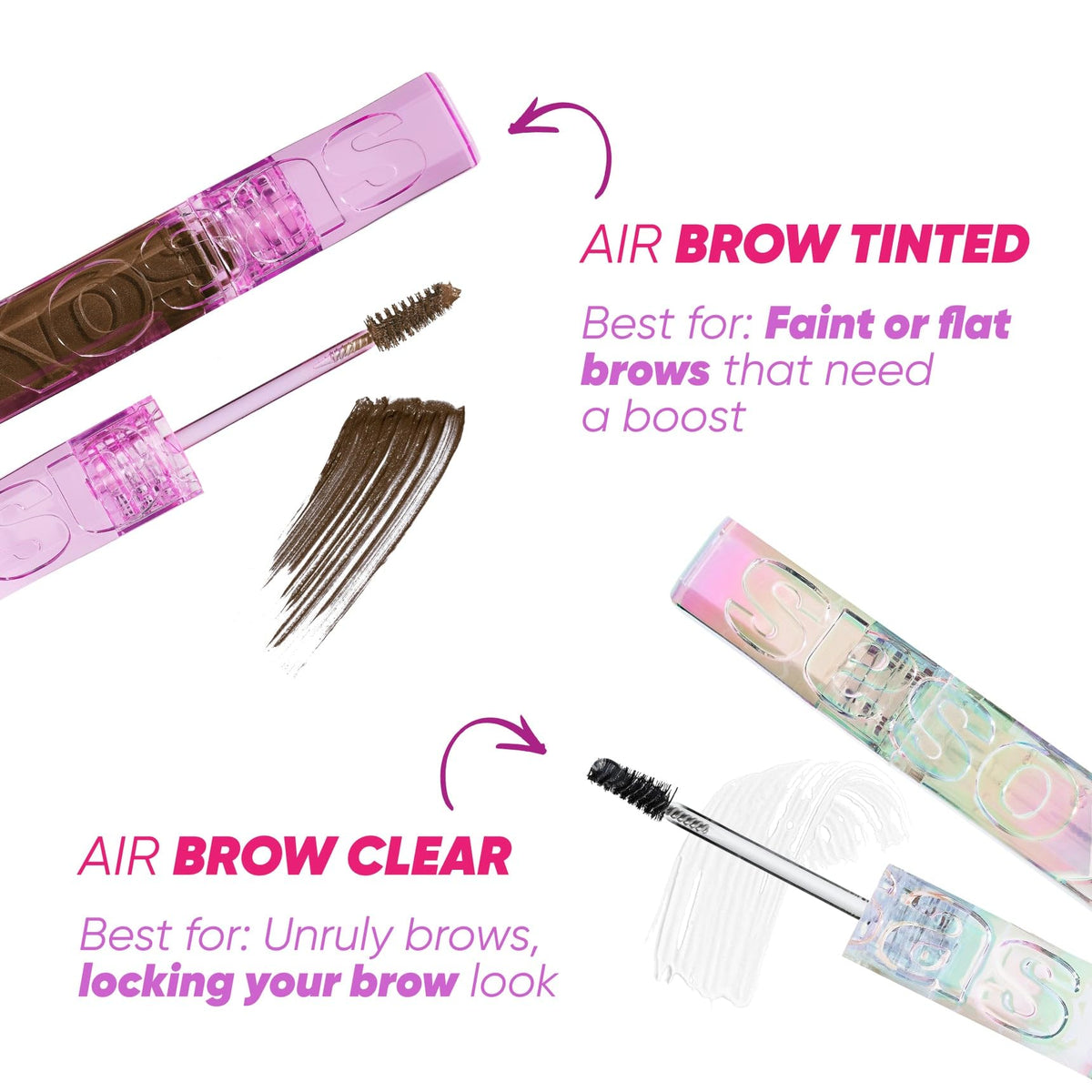 Kosas model application demonstrating groomed brows with flexible hold