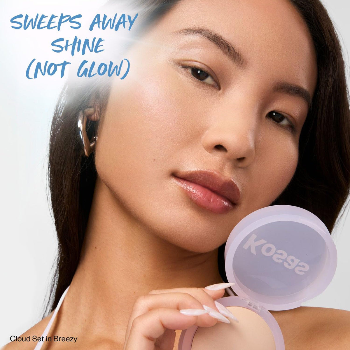 Kosas pressed powder close-up texture showing finely milled finish for blur effect