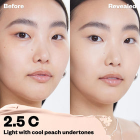 Kosas Revealer wand applicator with product drop highlighting easy precise application