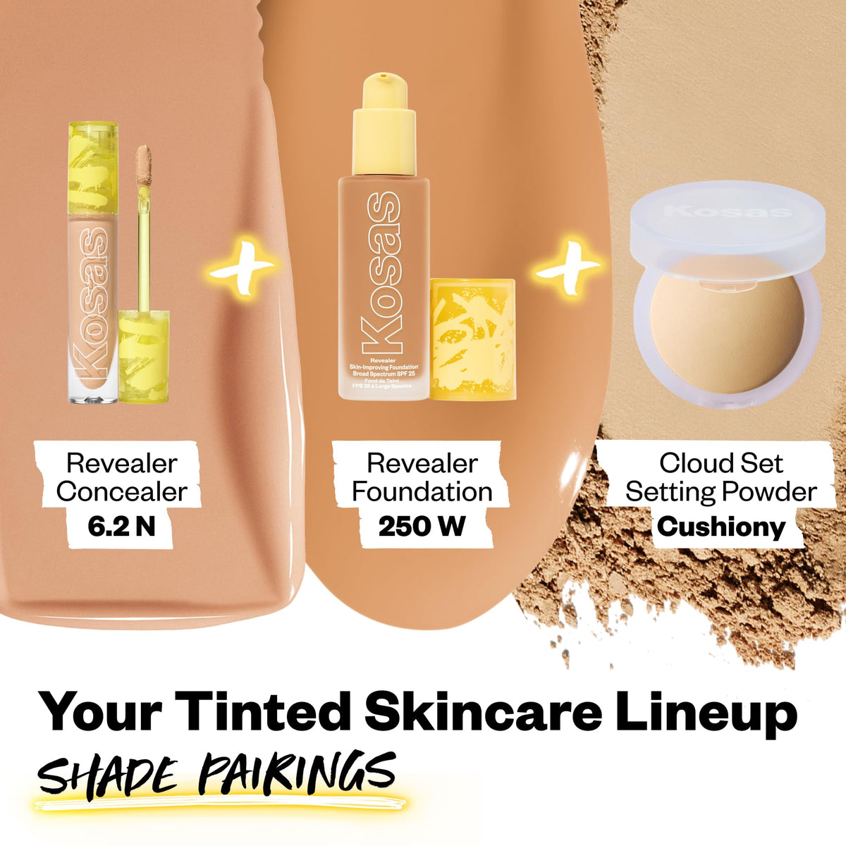 Kosas Revealer ingredients display with hyaluronic acid and squalane highlighting skincare benefit