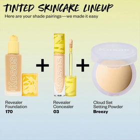 Kosas Revealer label close-up listing hyaluronic acid niacinamide peptides for skincare benefits