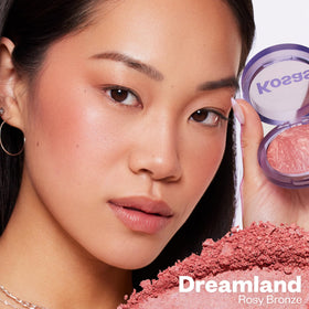 Kosas pan close-up of two-tone baked blush showing blended pigments and glow benefit