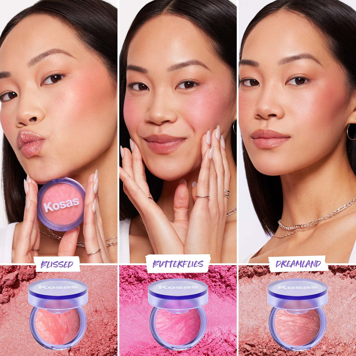 Kosas swatch on skin demonstrating Rosy Bronze buildable color and natural finish