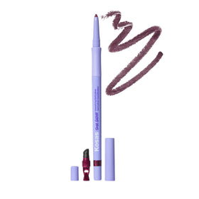 Kosas Soulgazer front packaging showing Night Violet Satin and slim pencil benefit
