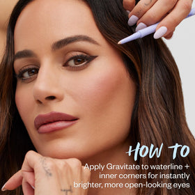 Kosas Soulgazer on a vanity with brushes to suggest daily routine and styling versatility