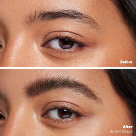 Kosas spoolie closeup applying gel for precise definition and control