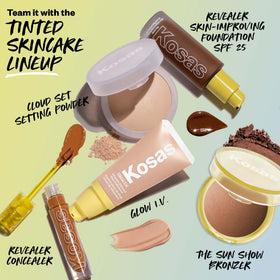 Kosas applied on model cheeks showing natural sculpt and healthy glow