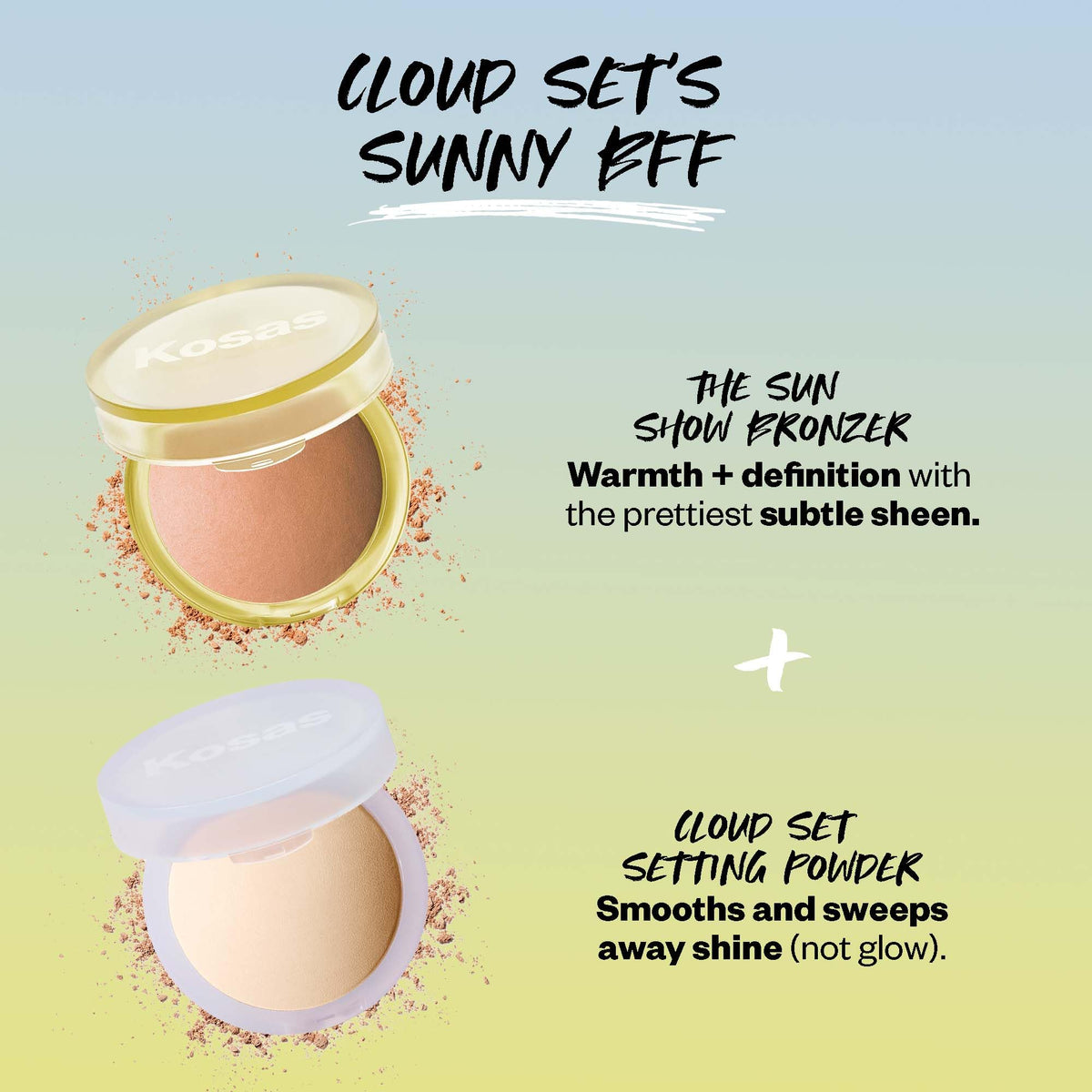 Kosas open compact with visible label for clear product details