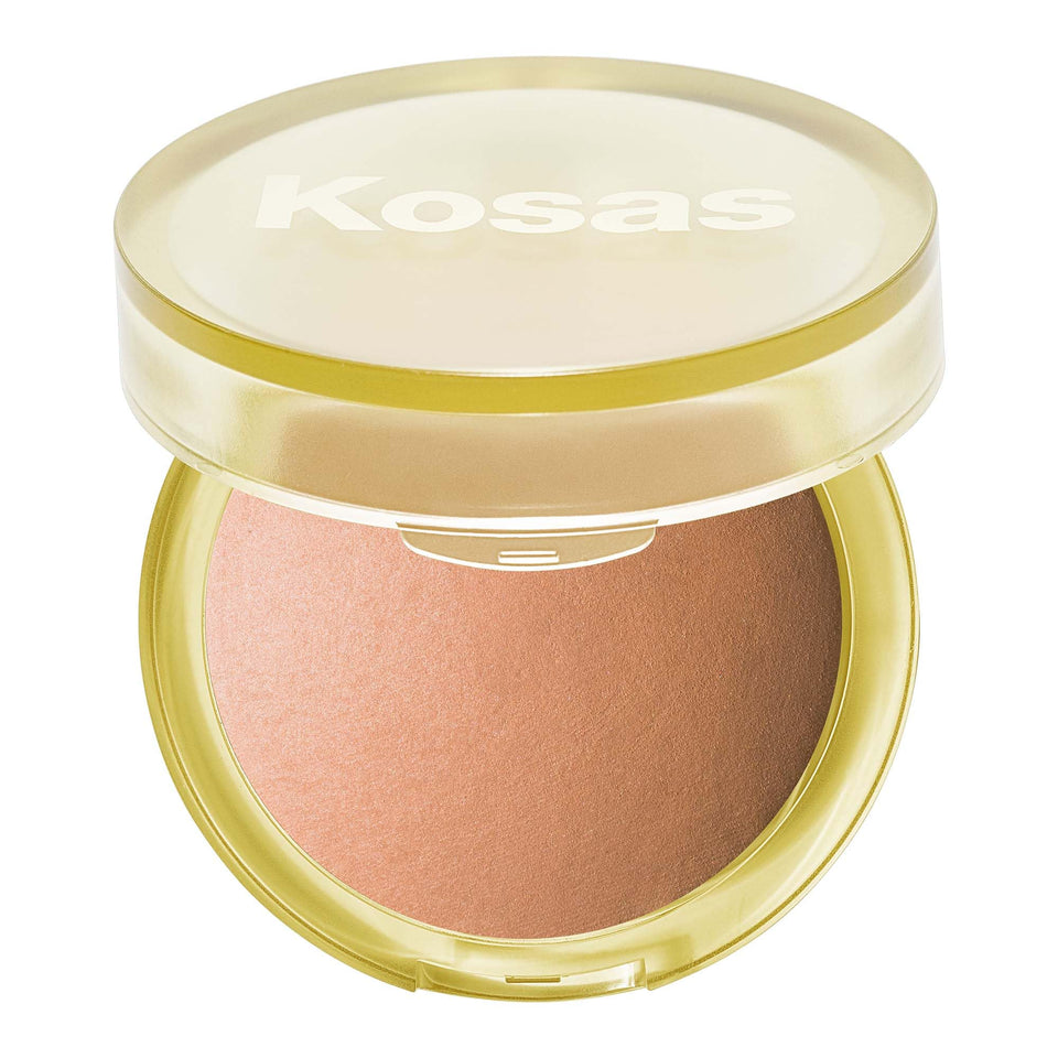 Kosas bronzer compact front view shows sleek packaging and easy application benefit