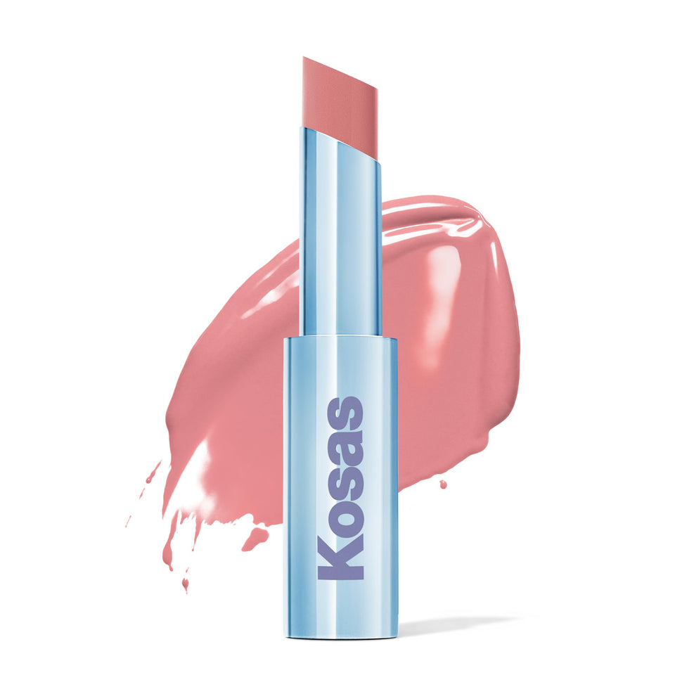 Kosas Wet Stick Malibu front view showing sleek tube and sheer shine