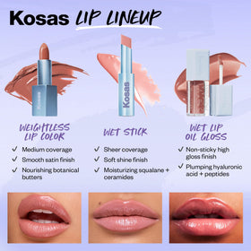 Kosas Wet Stick paired with Wet Lip Oil Gloss for added shine and layering