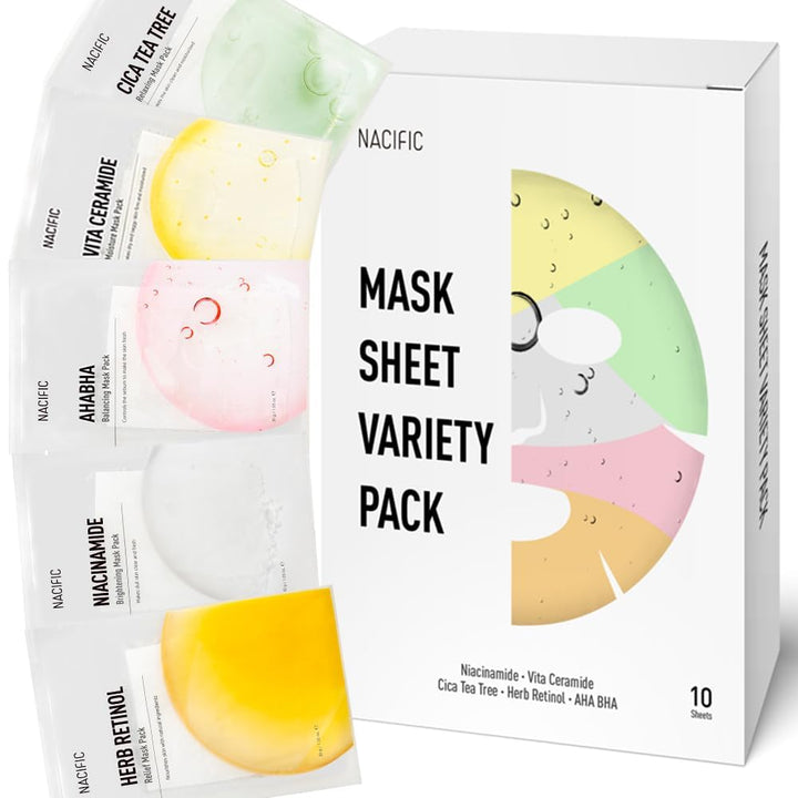 KOSBEAUTY front packaging showing 10-sheet variety pack and benefit overview