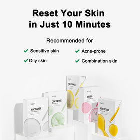 KOSBEAUTY model wearing mask in lifestyle setting demonstrating relaxing treatment benefit