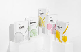 KOSBEAUTY opened sheet pouch revealing saturated mask and immediate absorption benefit