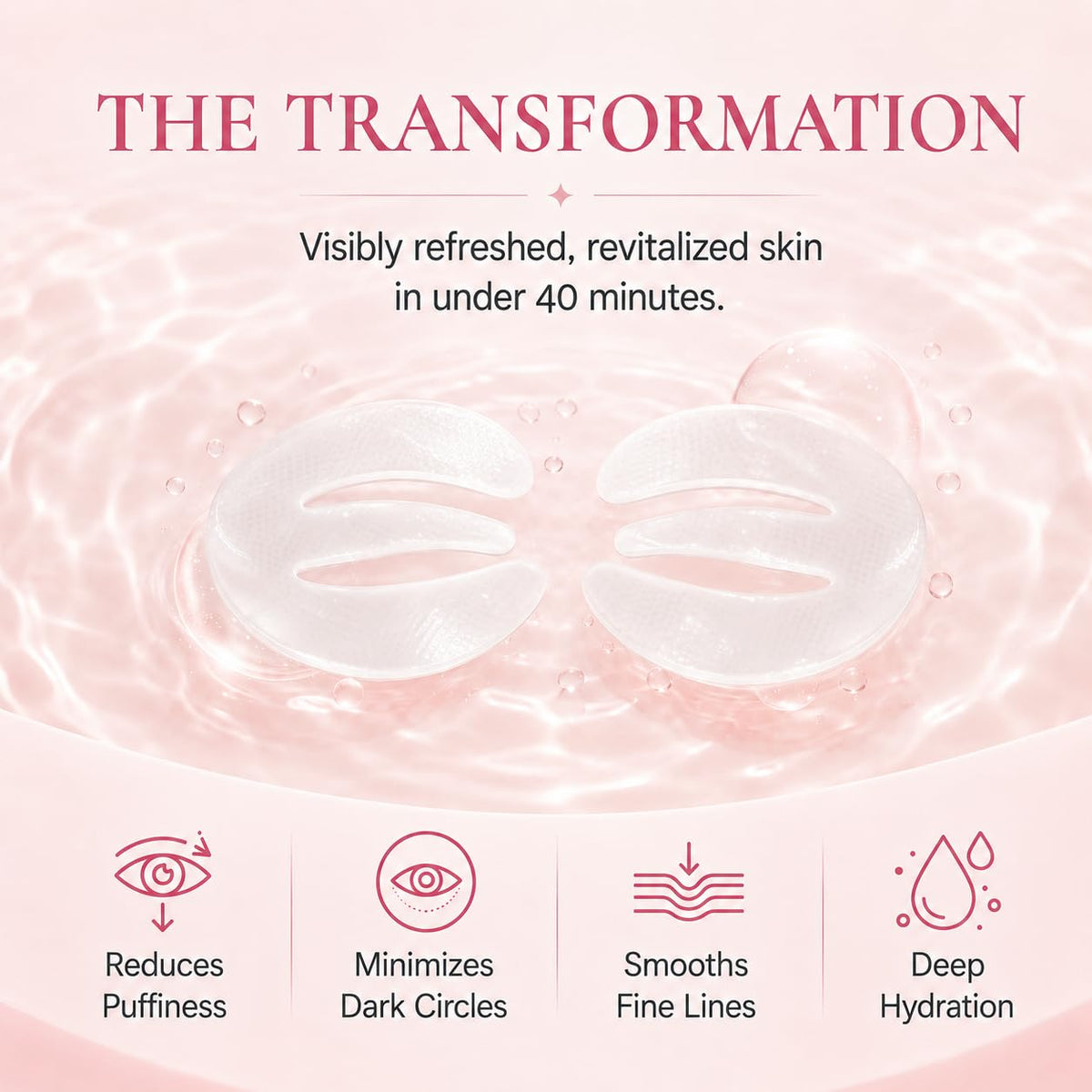 KOSEON hydrogel texture with visible essence droplet demonstrating fast absorption benefit