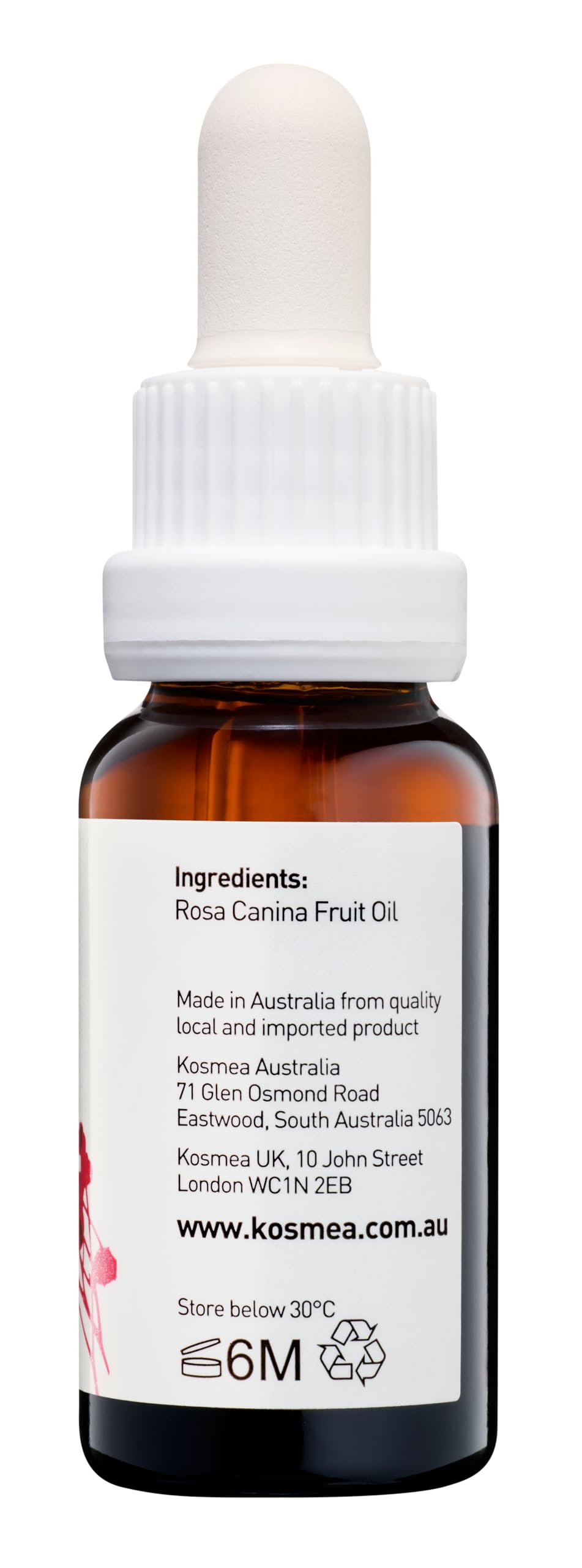 Kosmea label close-up revealing ingredient purity and extraction method