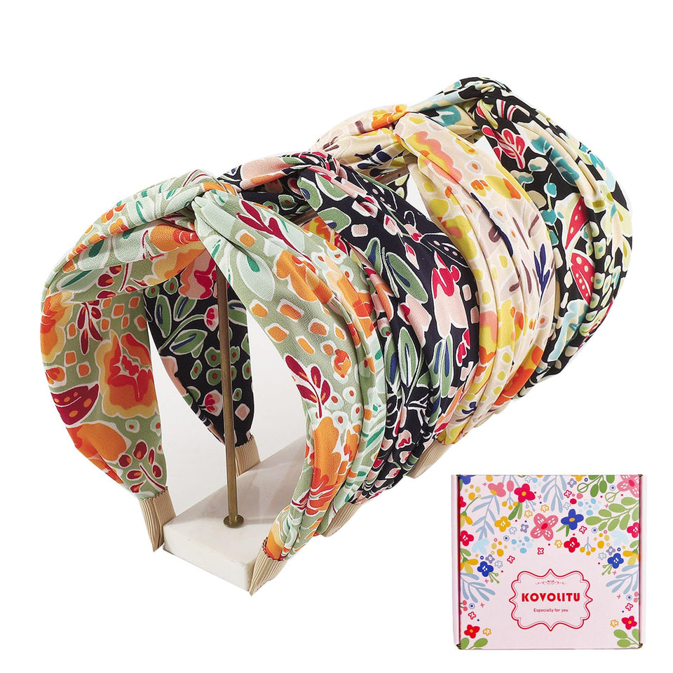 KOVOLITU front view of four floral headbands showing variety and coordination