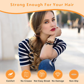 KOVOLITU hair tie next to hand to show scale and flexible 7.5-inch diameter
