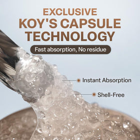KOY jar next to a coin for size comparison, compact travel-friendly benefit