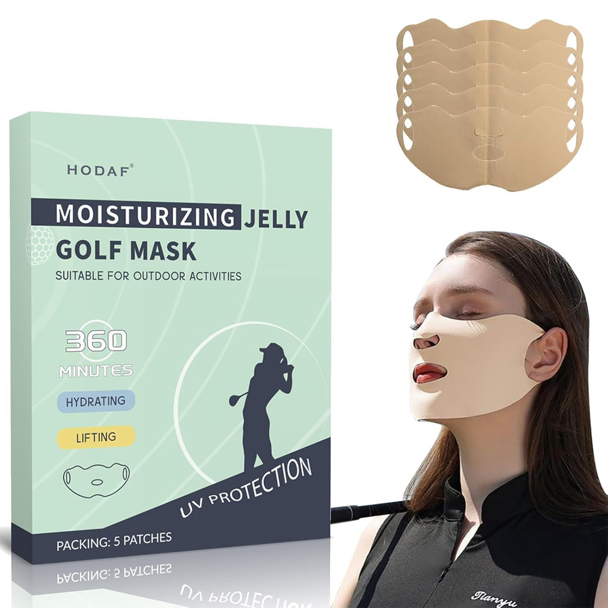 Koyzixm front packaging showing five sunscreen patches and features benefit protection