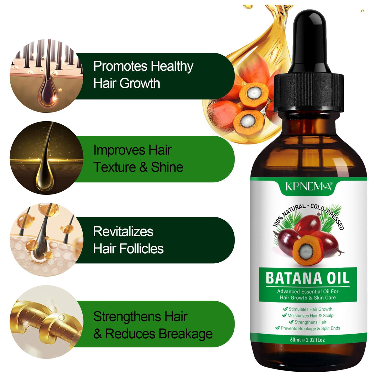 KPNEMA Batana Oil droplet on hand demonstrating easy absorption
