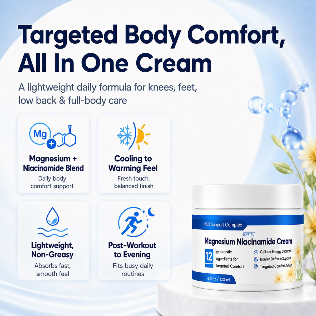 Kranla cream close-up texture showing smooth non-greasy formula and quick absorption