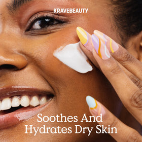 KraveBeauty applying cream to hand illustrating quick absorption benefit