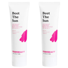 KraveBeauty front packaging showing two 50 mL tubes and SPF benefit