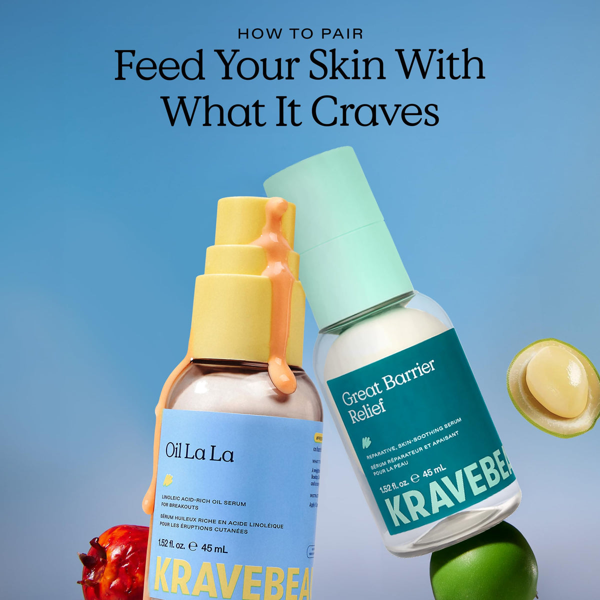 KraveBeauty before and after visual indicating improved hydration and reduced redness