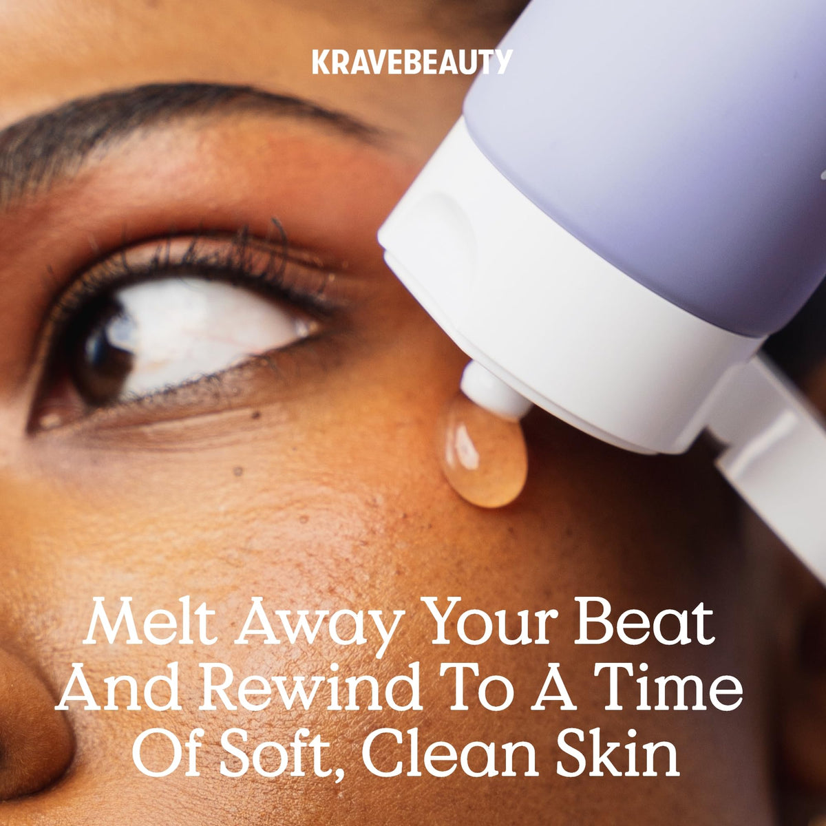 KraveBeauty oil emulsion in hand showing milky transform and easy makeup removal