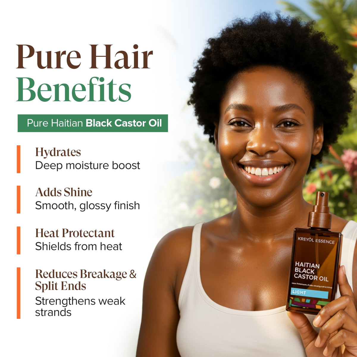 KREYÒL ESSENCE label closeup listing botanical oils and clean formulation benefits