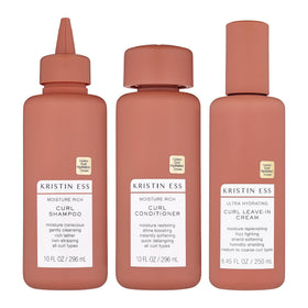 Kristin Ess bundle front packaging showing all three products and benefits