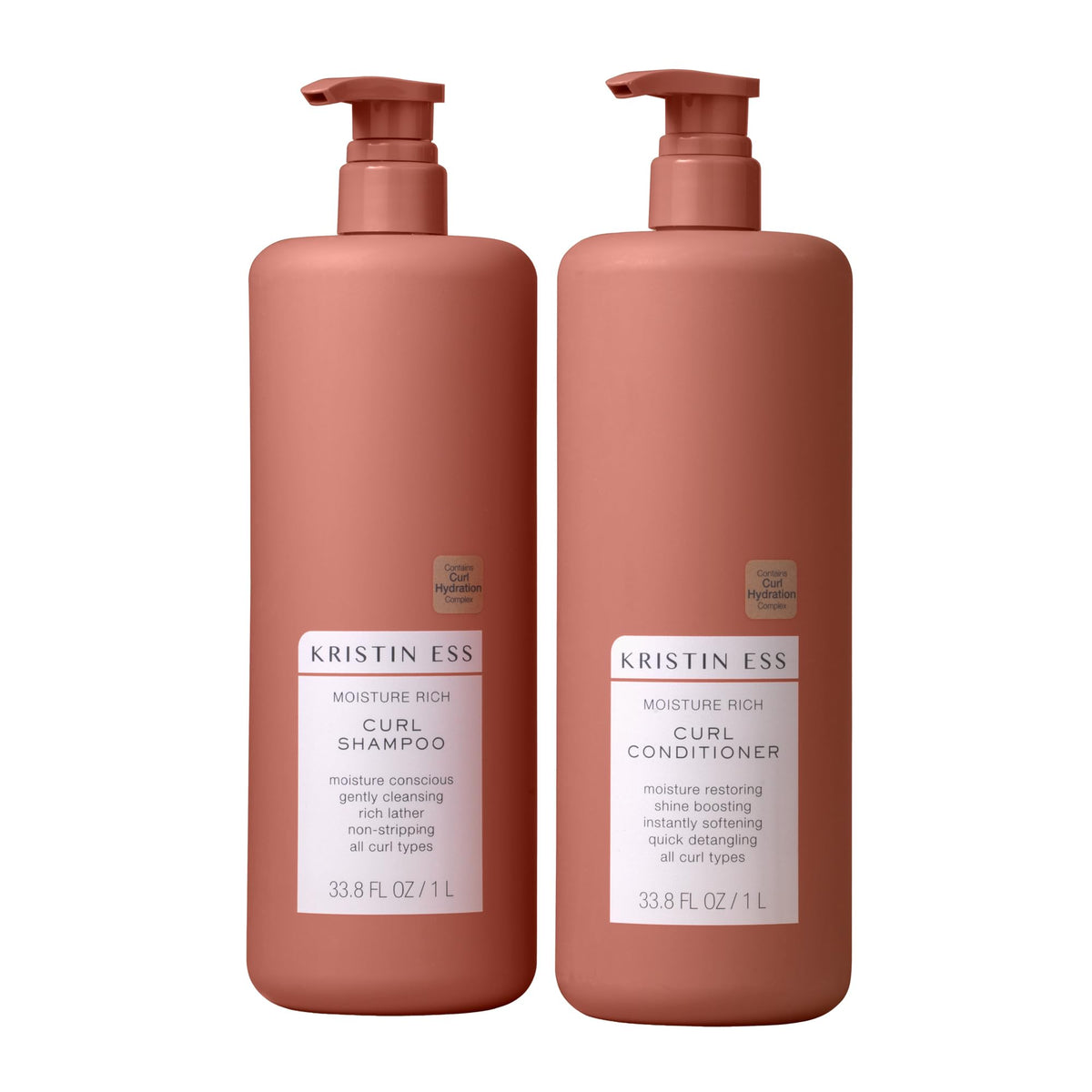 Kristin Ess front packaging showing 1L bottles and clear labels for easy storage and value