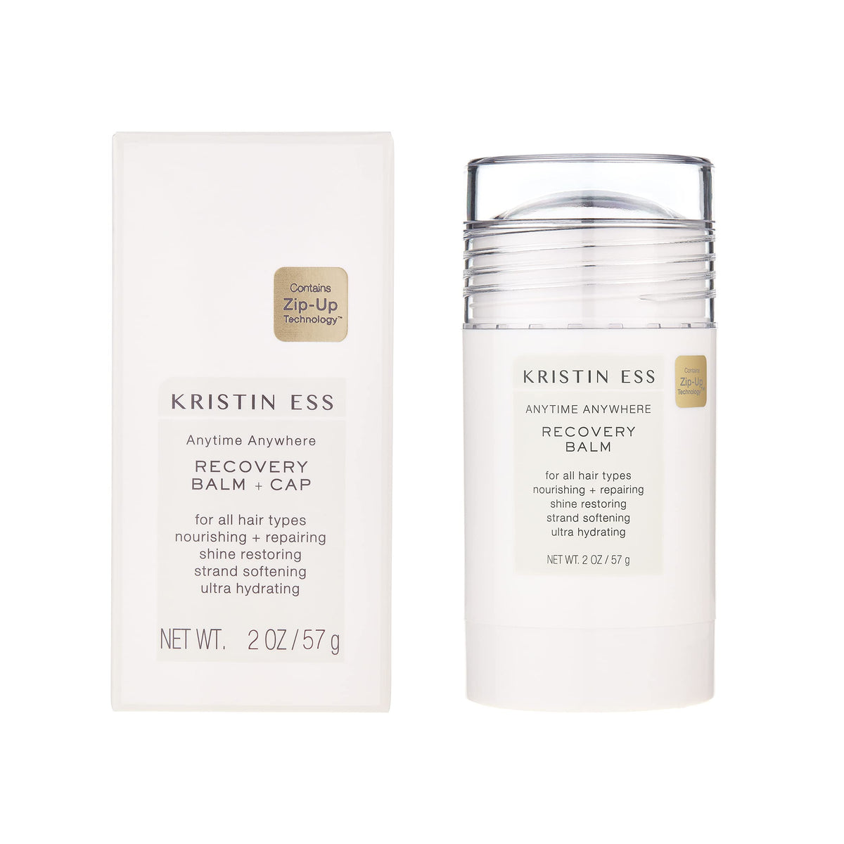 Kristin Ess recovery balm front packaging showing compact travel-friendly stick