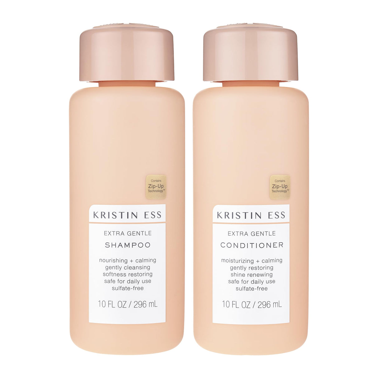 Kristin Ess front packaging showing gentle shampoo and conditioner benefits