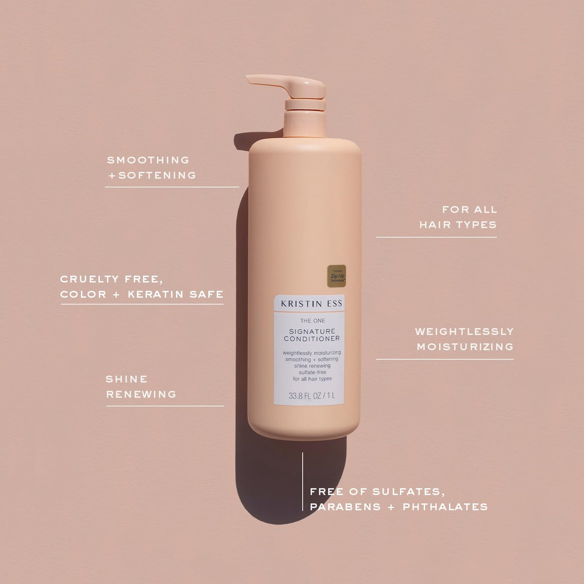Kristin Ess conditioner in shower applied to wet hair for detangling benefit