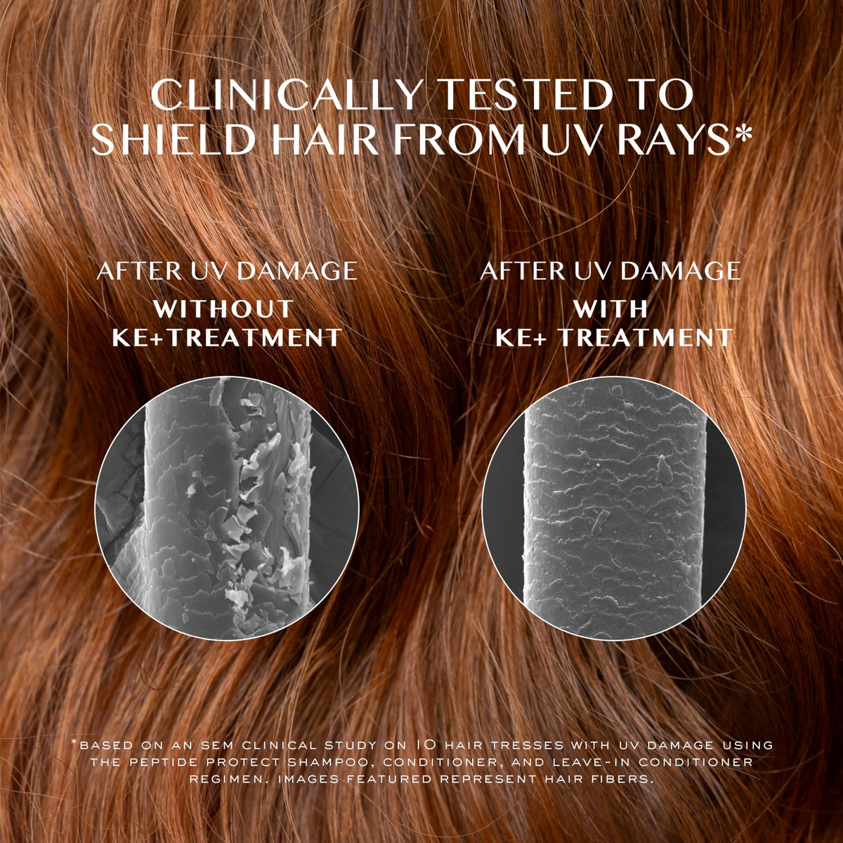 Kristin Ess label close-up highlighting peptides and UV Color Shield features