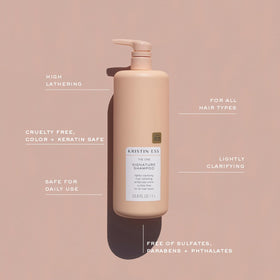 Kristin Ess creamy lather texture illustrating gentle cleanse and hydrating slip